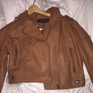 Brown leather jacket
